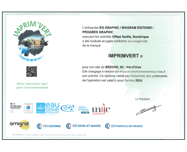 EG Graphic - RSE - Certificat IMPRIM'VERT